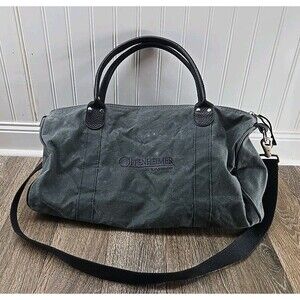 Oppenheimer & Co Inc 18" Duffle Bag Green Waxed Canvas Leather Handle Banker Bag